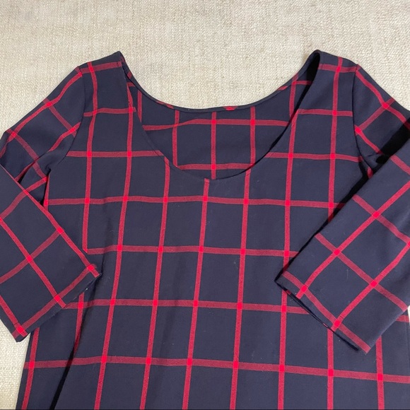 MNG Women’s Plaid Scoop Back Shift Dress - Picture 7 of 14